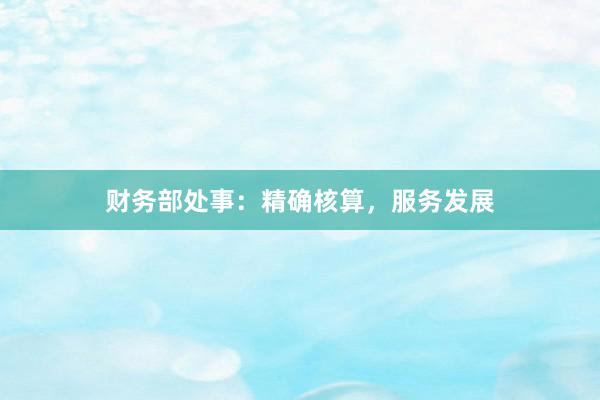 财务部处事：精确核算，服务发展